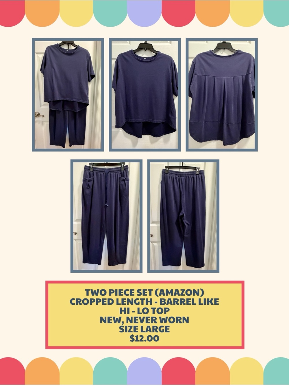 Amazon Women's Two-Piece Cropped Set - Deep Navy Blue